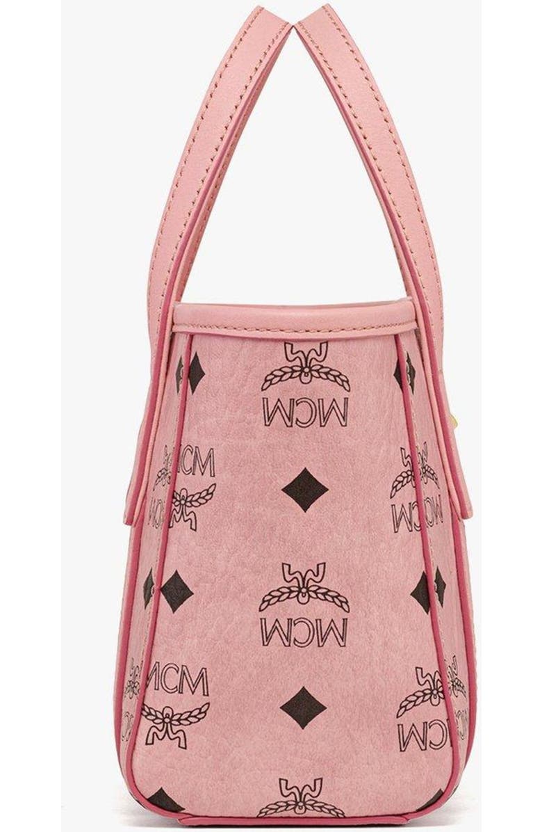 MCM X-Mini Toni Top-Zip Shopper in Visetos, Alternate, color, Pink