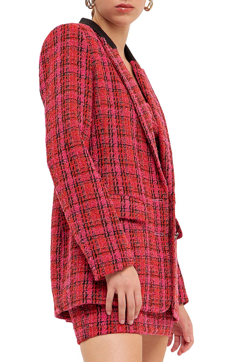 Endless Rose Accent Bouclé Blazer, Alternate, color,