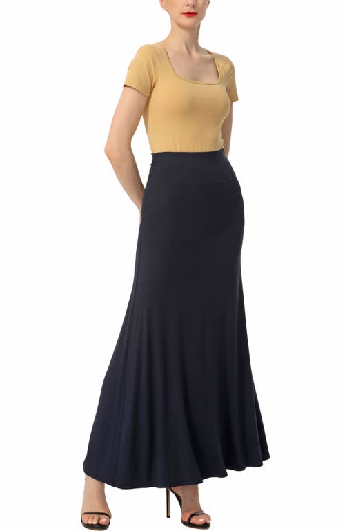 Kimi & Kai Waist Ruched Maxi Skirt In Navy
