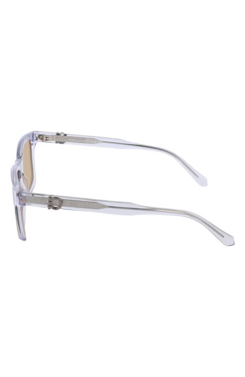 Ferragamo 55mm Rectangular Sunglasses In Transparent Grey