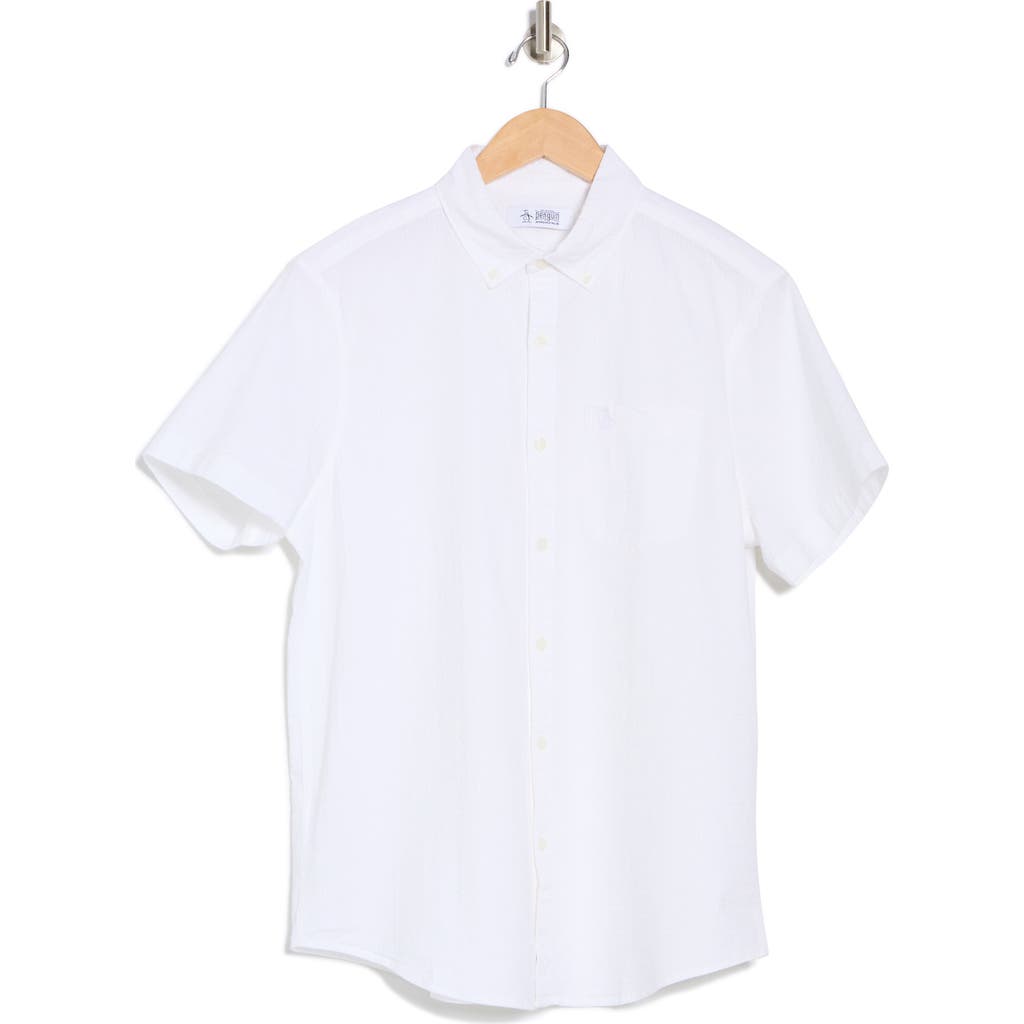 Original Penguin Short Sleeve Stretch Seersucker Button-down Shirt