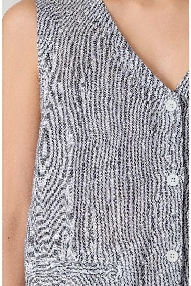Tie Back Organic Linen Vest, Alternate, color, INK