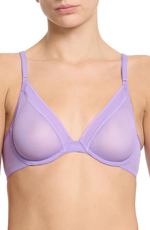 Underwire Unlined Mesh Plunge Bra