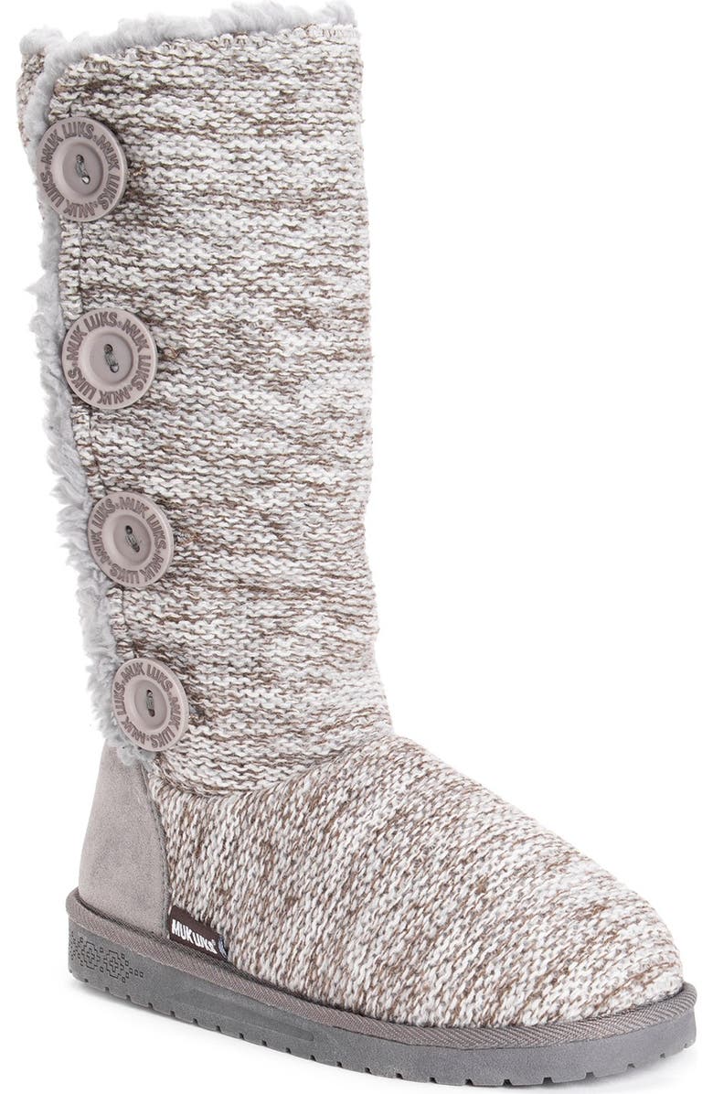 MUK LUKS Liza Water-Resistant Faux Fur Knit Boot, Main, color,