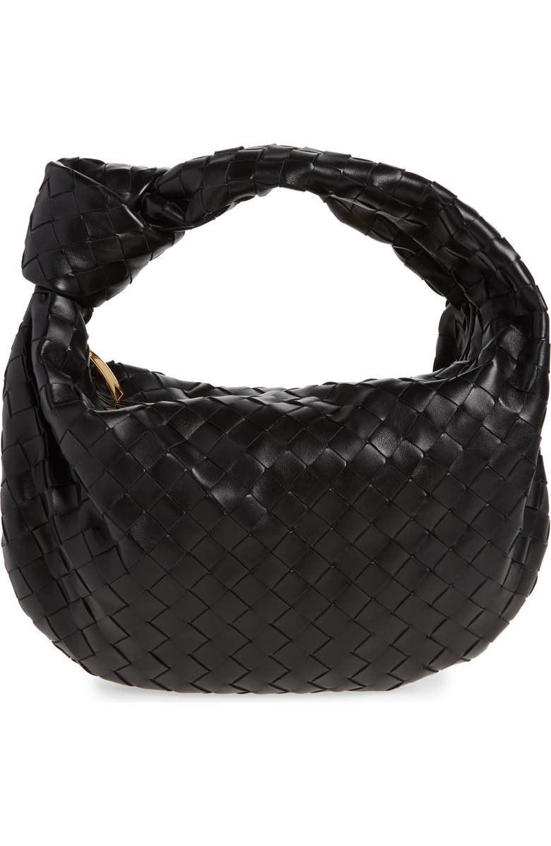 Bottega Veneta Teen Jodie Intrecciato Leather Hobo, Main, color, Black-Gold