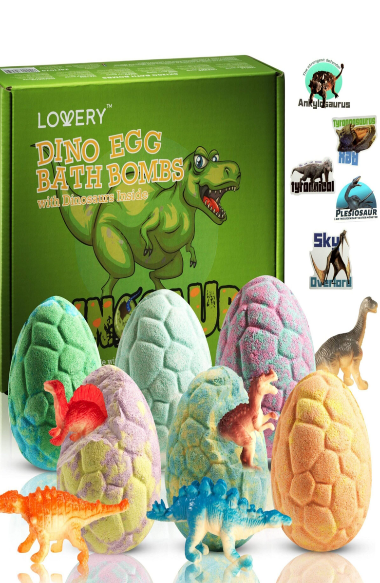 Lovery Dinosaur Bath Bomb 12-Piece Gift Set with Surprise Toys, Main, color, 