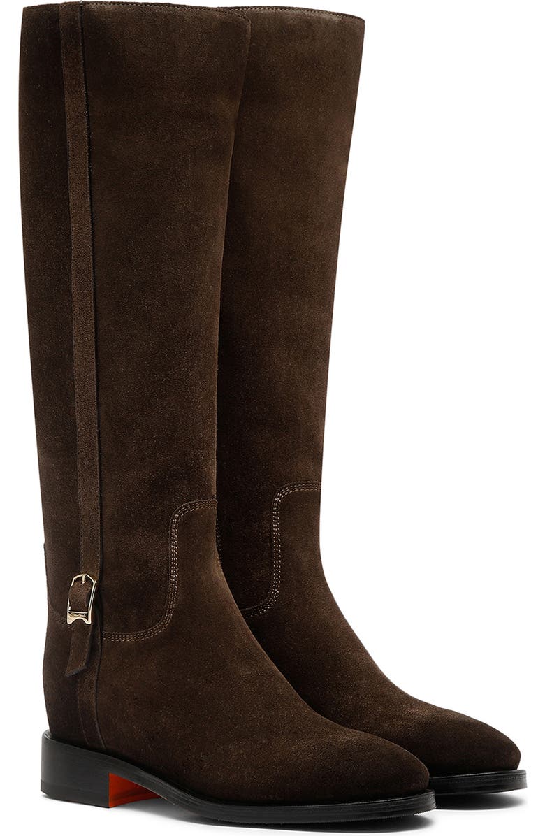 Santoni Suede Riding Boot, Alternate, color, Brown