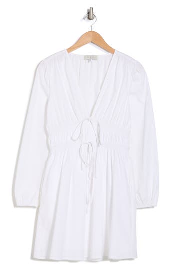 Shop Wayf Long Sleeve Ruched Minidress In Ivory