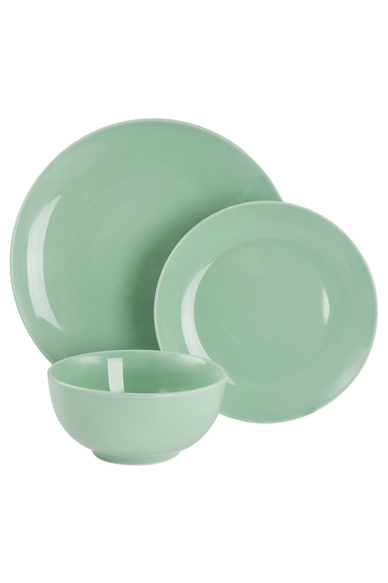 Luna 18 Piece Porcelain Dinnerware Set, Alternate, color, Green