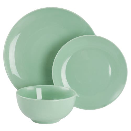 Elama Luna 18 Piece Porcelain Dinnerware Set In Green