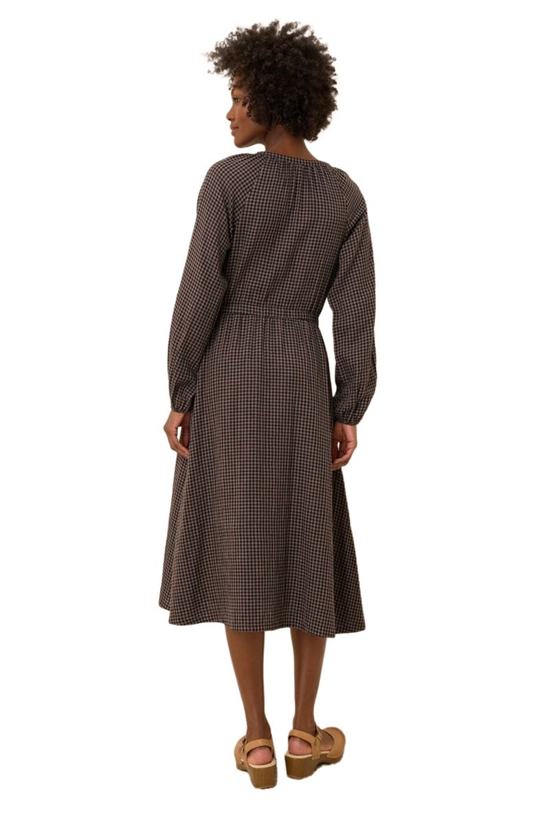 Pact Organic Cotton Coastal Double Gauze Poet Sleeve Dress, Alternate, color, Autumn Gingham