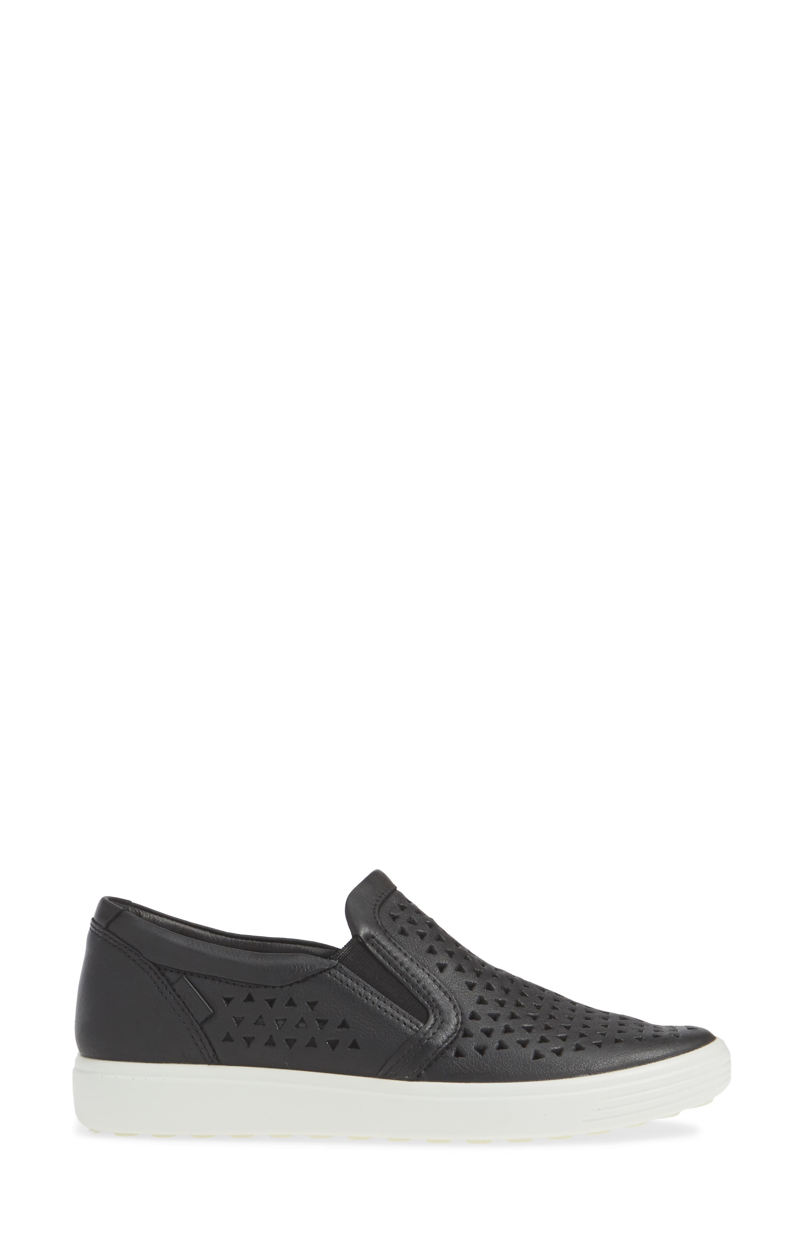 Soft 7 Laser Cut Slip-On Sneaker, Alternate, color, BLACK LEATHER