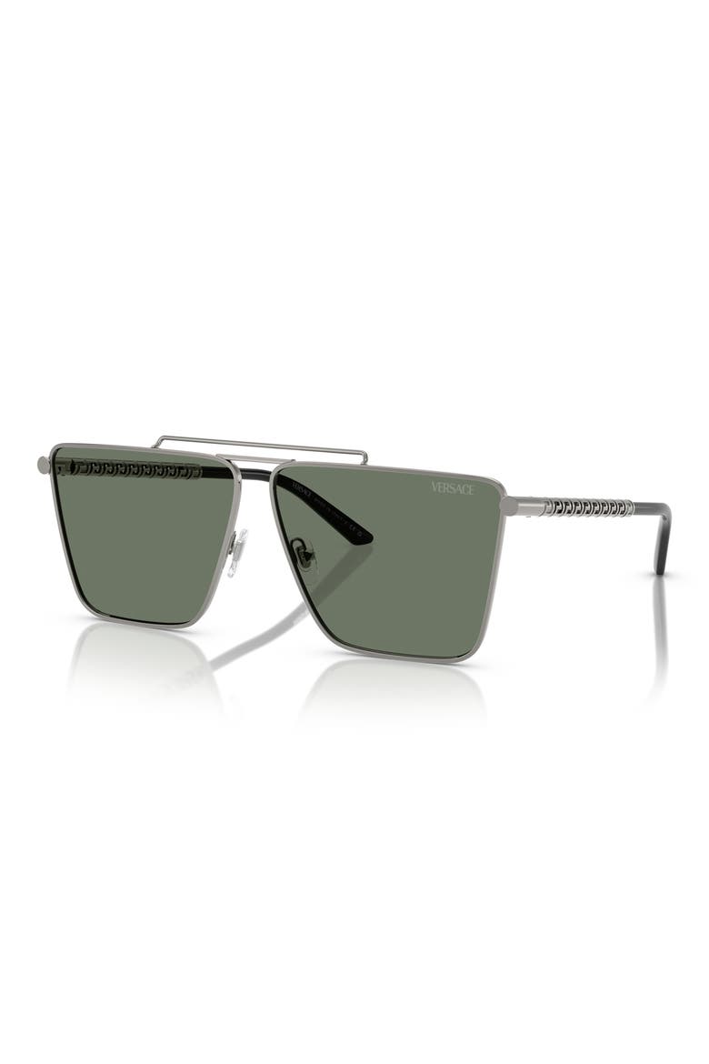 64mm Oversize Pillow Sunglasses, Alternate, color, GUNMETAL