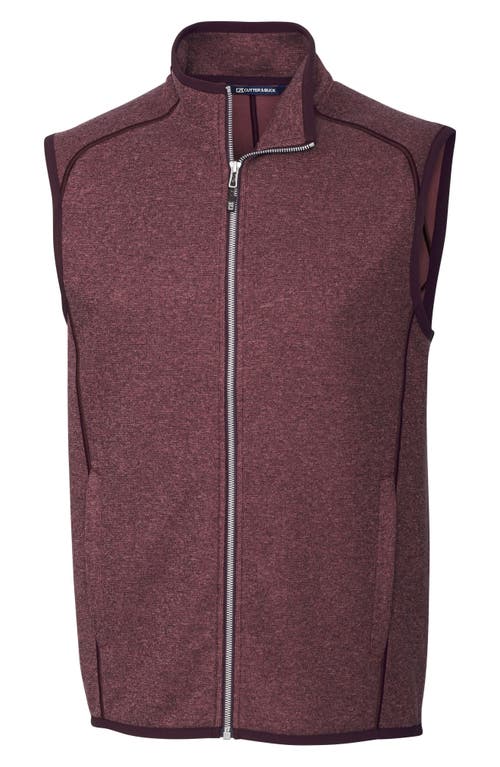 Cutter & Buck Mainsail Sweater Knit Full Zip Vest in Bordeaux Heather 