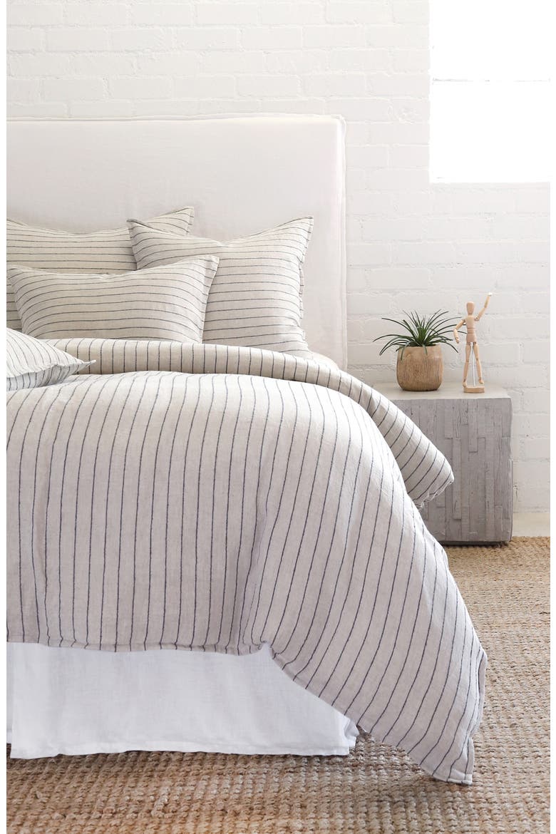 Blake Duvet Cover, Alternate, color, FLAX/MIDNIGHT