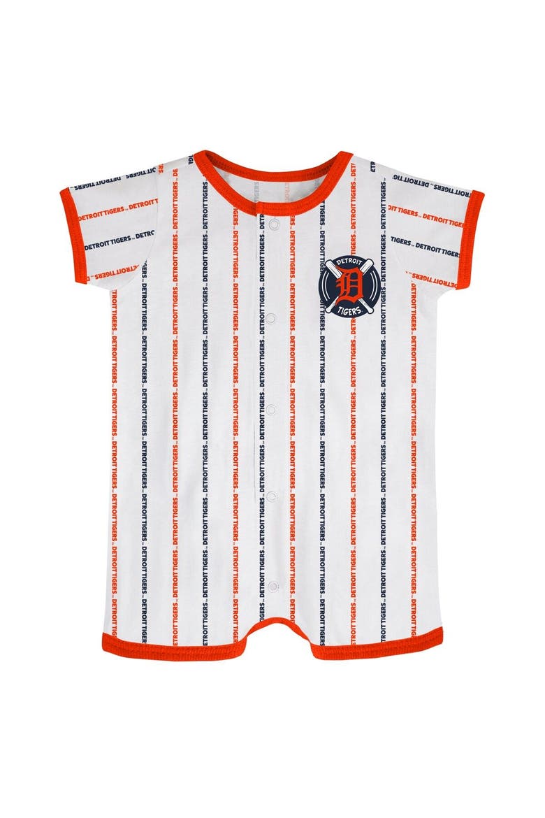 Newborn & Infant White Detroit Tigers Ball Hitter Romper, Main, color, White