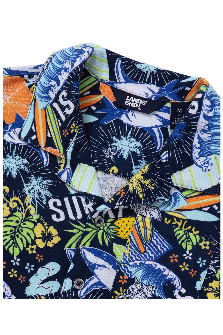 Boys Short Sleeve Slub Camp Shirt, Alternate, color, Pineapple Surf/Deep Sea Navy
