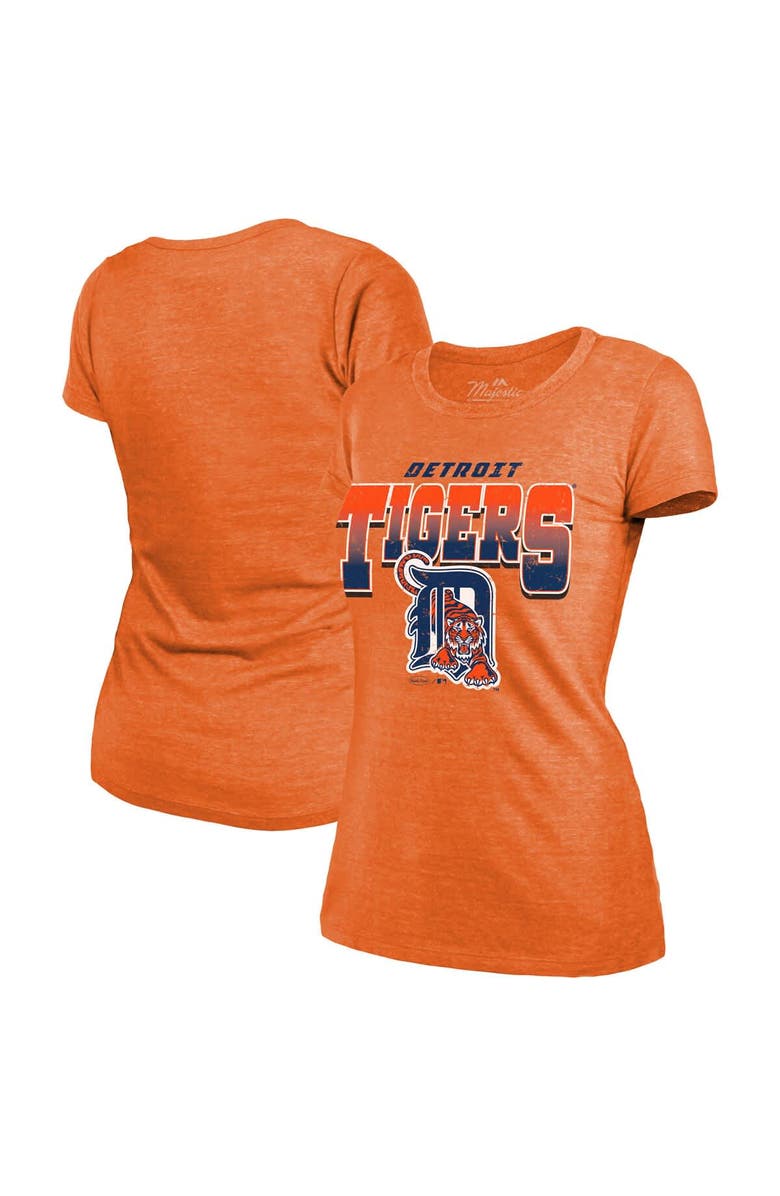 Majestic Threads Women's Majestic Threads Orange Detroit Tigers Khaki Wacky Co-op Tri-Blend T-Shirt, Main, color, Orange