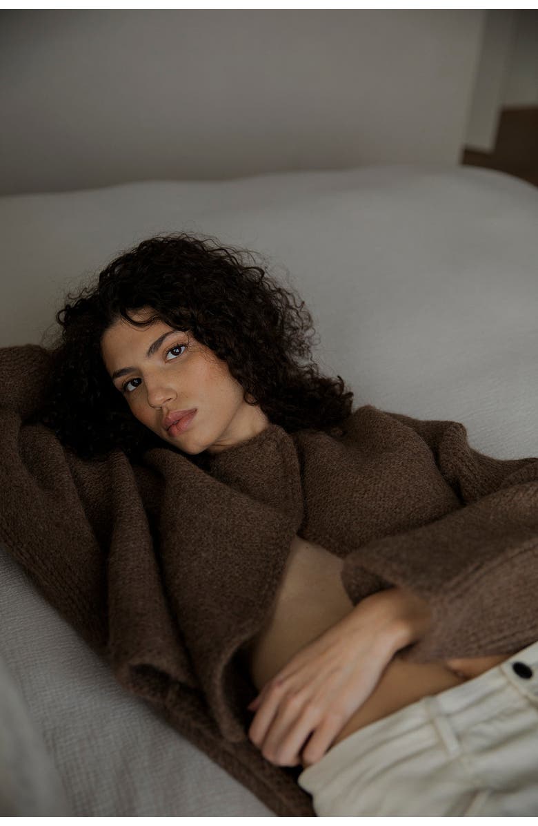 SSKEIN Momo Handknit Cardigan, Alternate, color, Charcoal