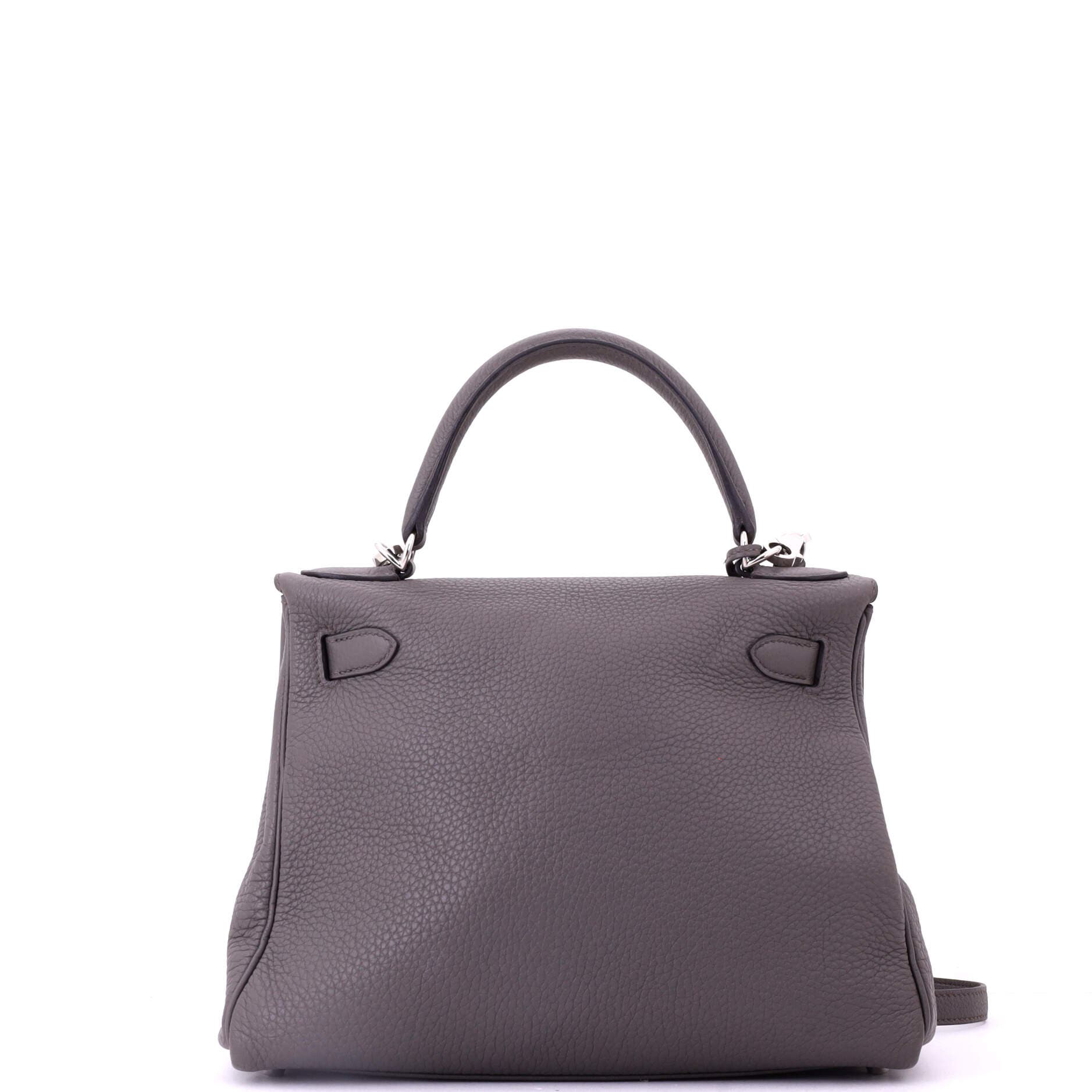 Pre-Owned Hermes Kelly Handbag Grey Clemence with Palladium Hardware 28, Alternate, color, Etain