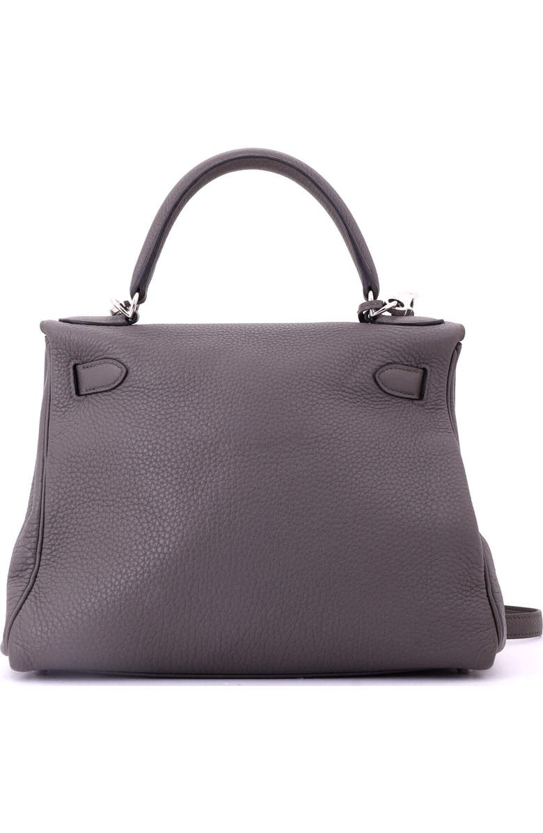 Pre-Owned Hermes Kelly Handbag Grey Clemence with Palladium Hardware 28, Alternate, color, Etain