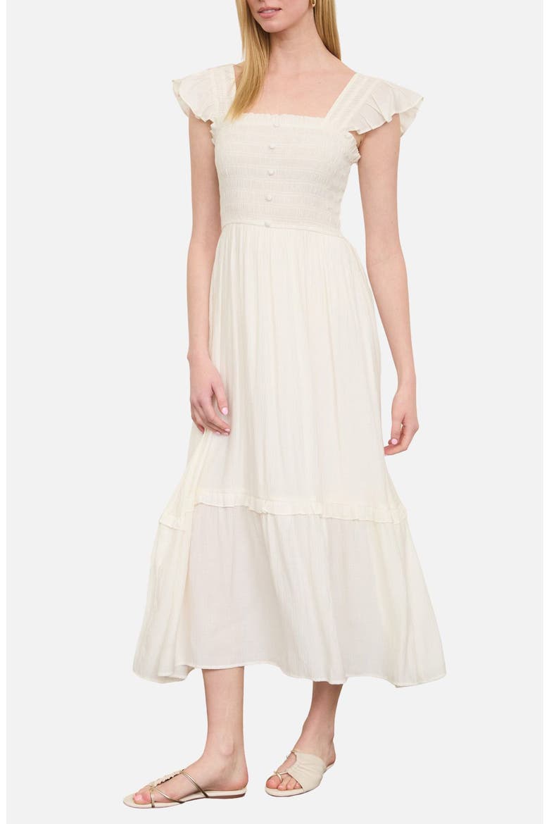 Smocked Bodice Tiered Maxi Dress, Alternate, color, NATURAL