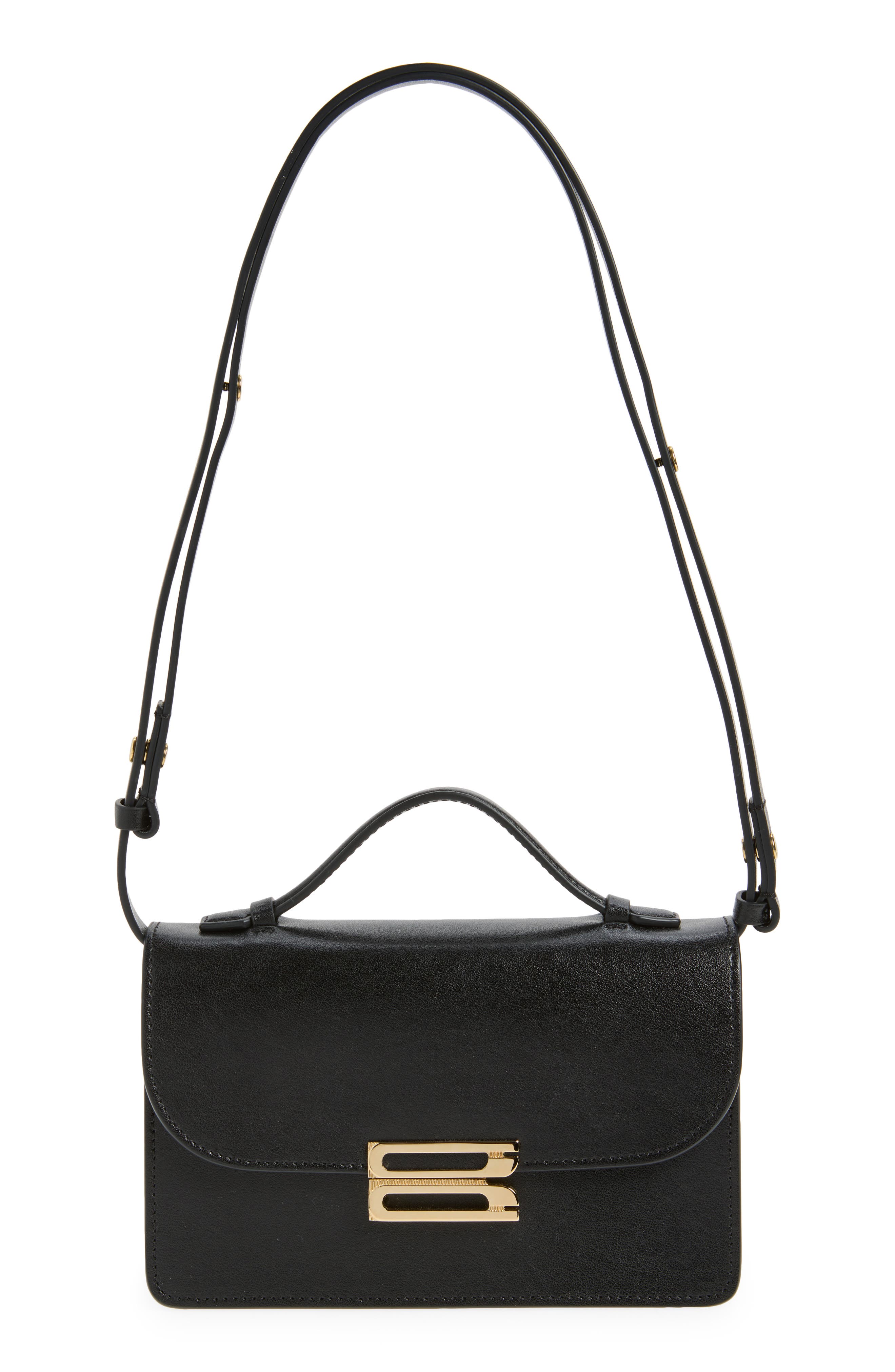 Victoria Beckham The Mini Dorian Leather Shoulder Bag, Main, color, Black