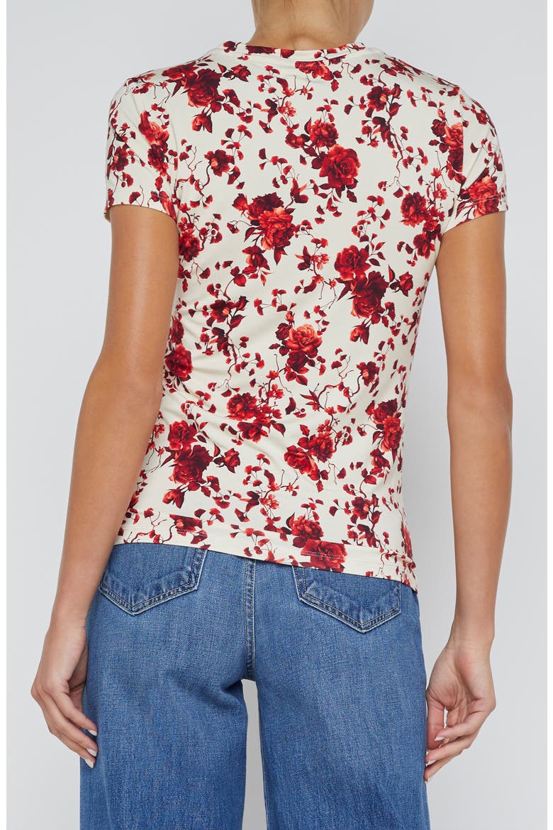 Ikebana Floral Print Top, Alternate, color, IVORY/ RED IKEBANA