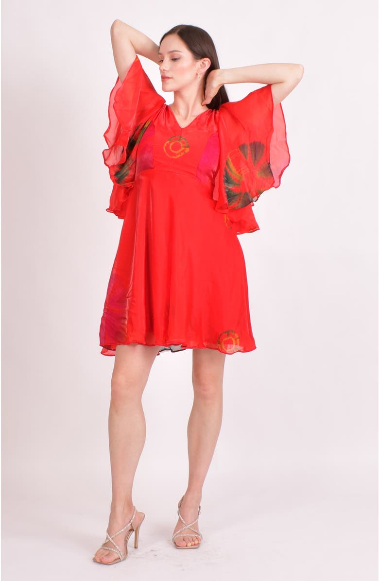 RAAS Biha Hand Tie Dye Mini Sundress, Main, color, Red