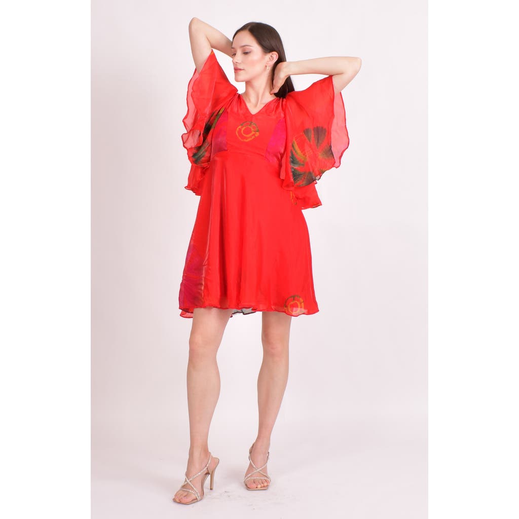 Raas Biha Hand Tie Dye Mini Sundress In Red