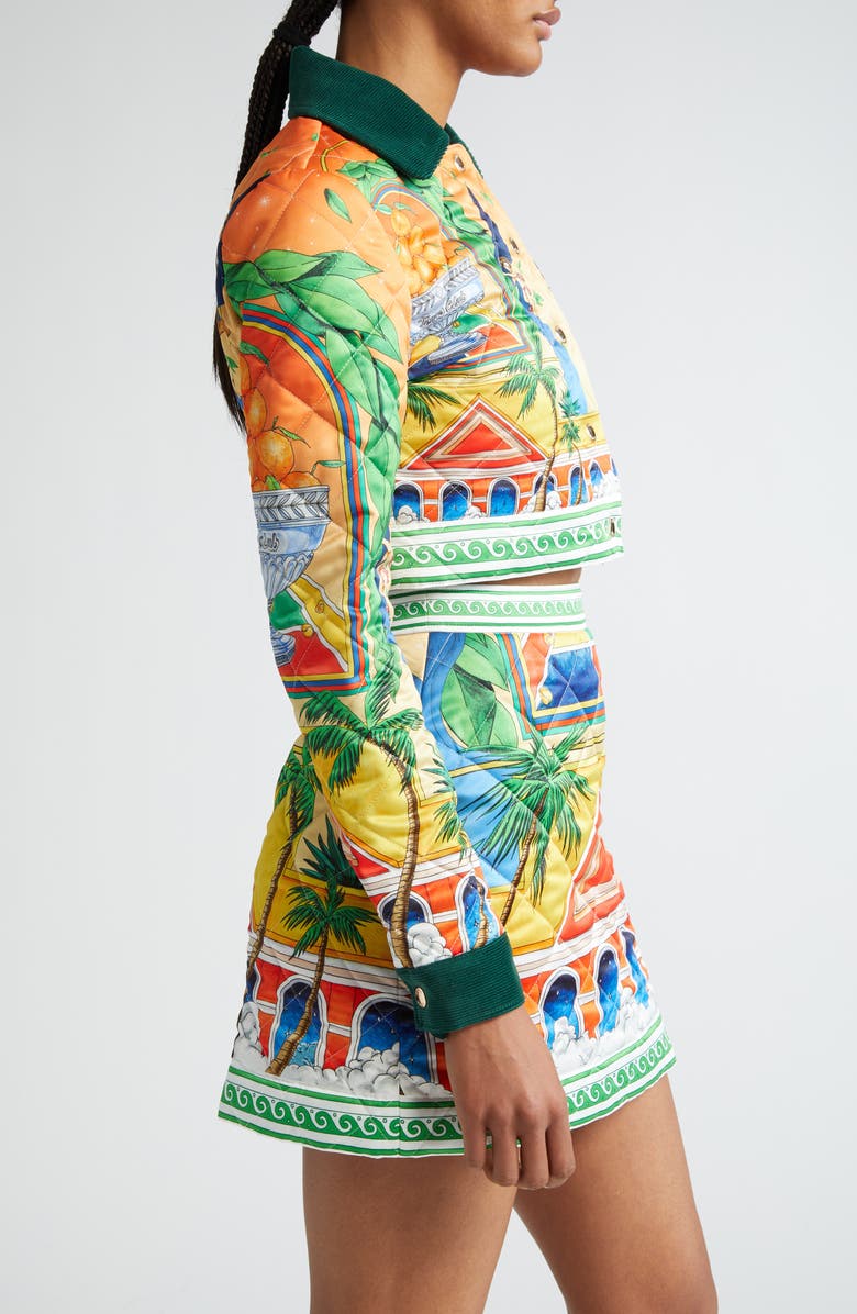 Casablanca Quilted Triomphe D'Orange Print Crop Jacket, Alternate, color, 