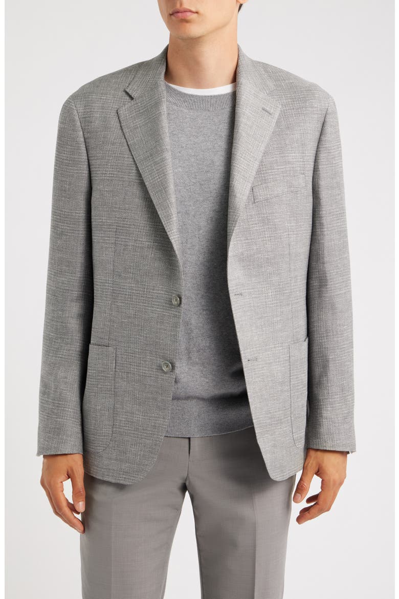 Relaxed Fit Icon Stretch Linen, Wool & Silk Sport Coat, Main, color, GREY