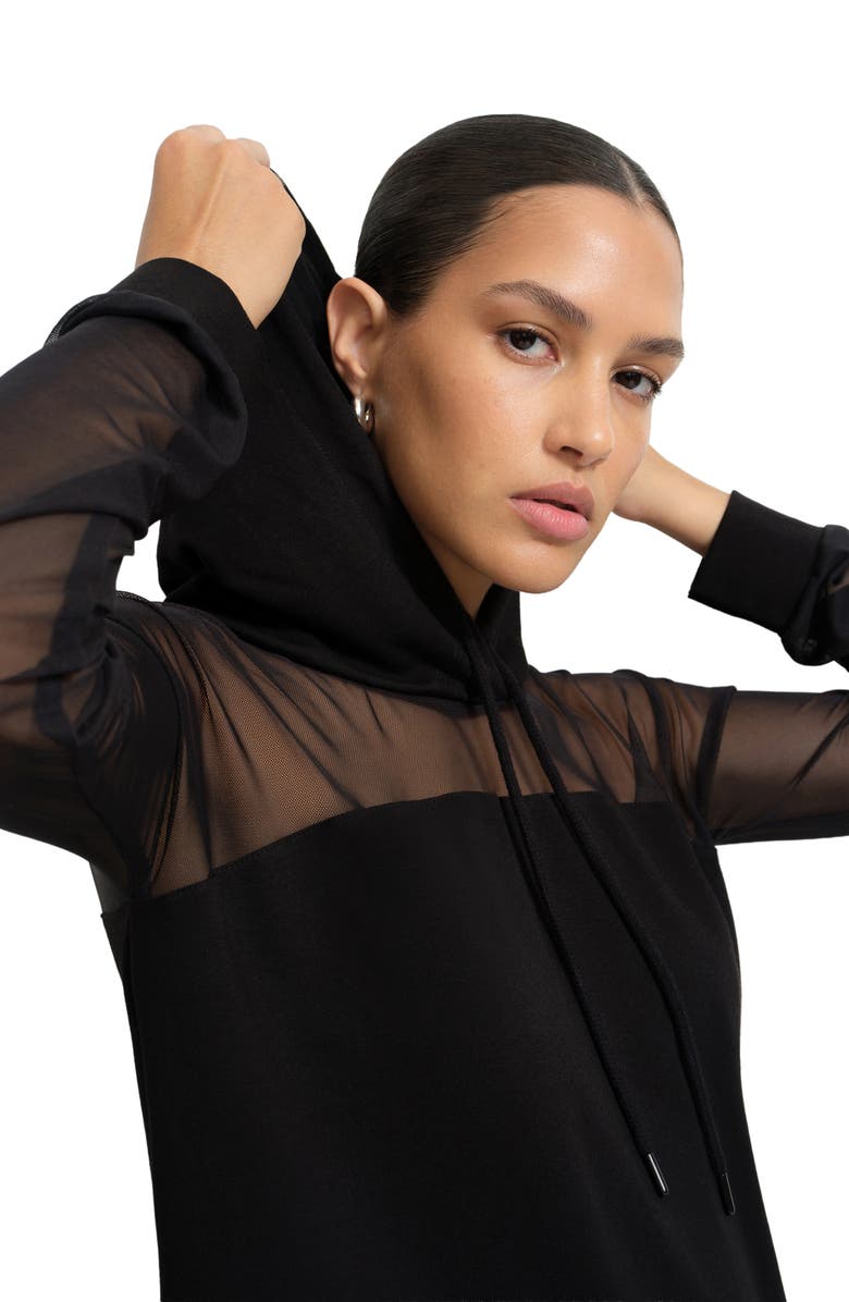 Marcella Park Hooded Sweatshirt Dress, Alternate, color, Black