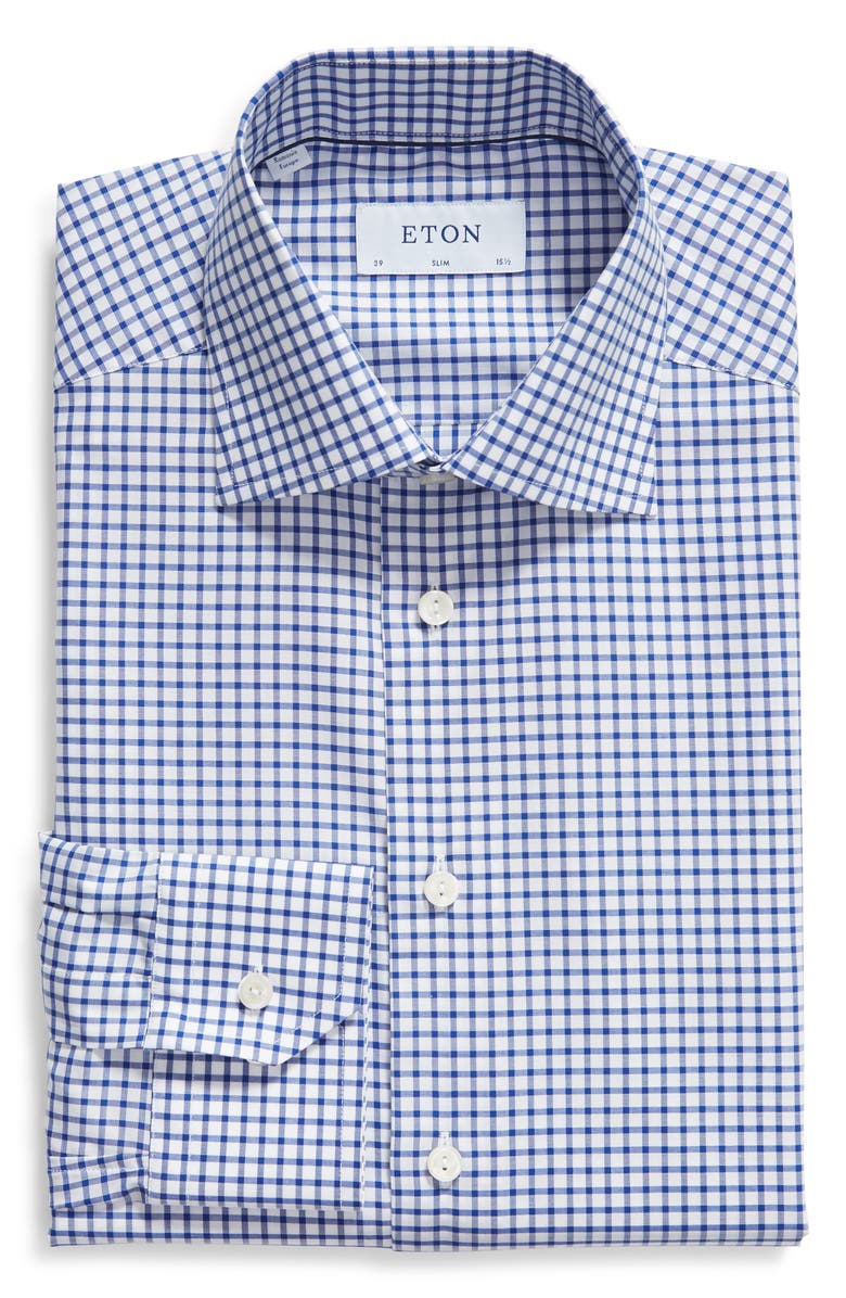 Eton Slim Fit Check Dress Shirt, Alternate, color, 