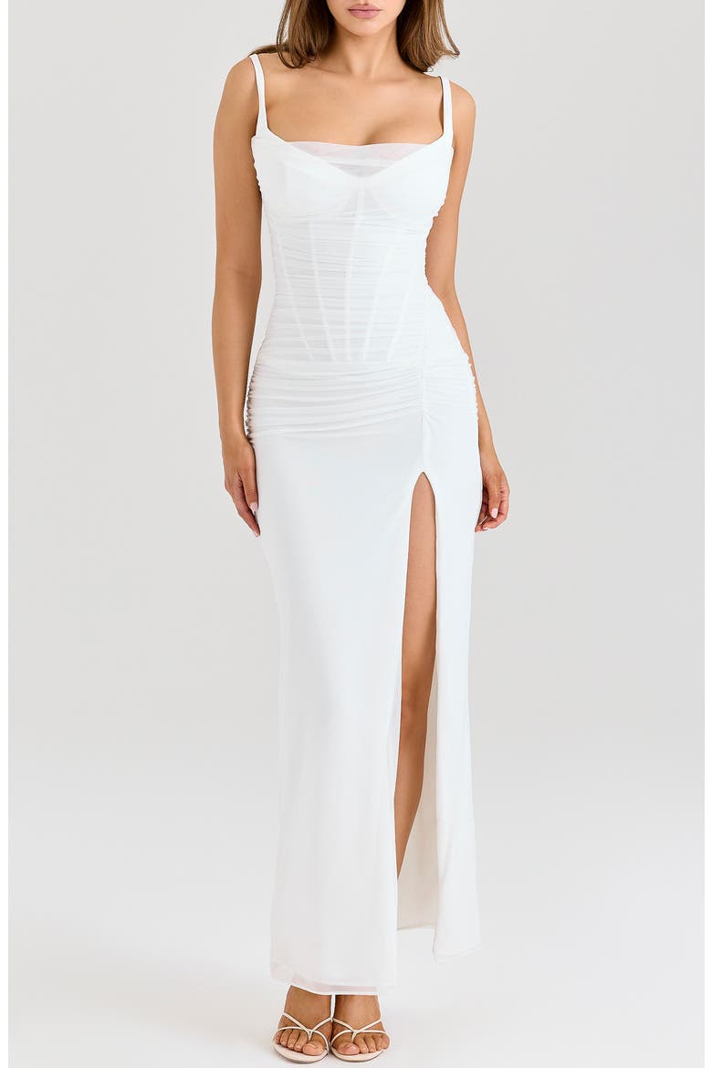 Lini Sleeveless Mesh Dress, Main, color, WHITE