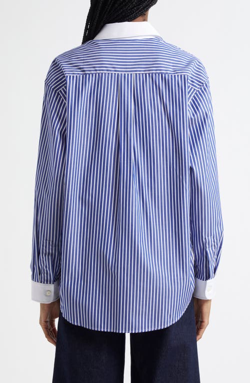 Sporty And Rich Sporty & Rich Carlyle Script Oversize Button-up Shirt In Blue
