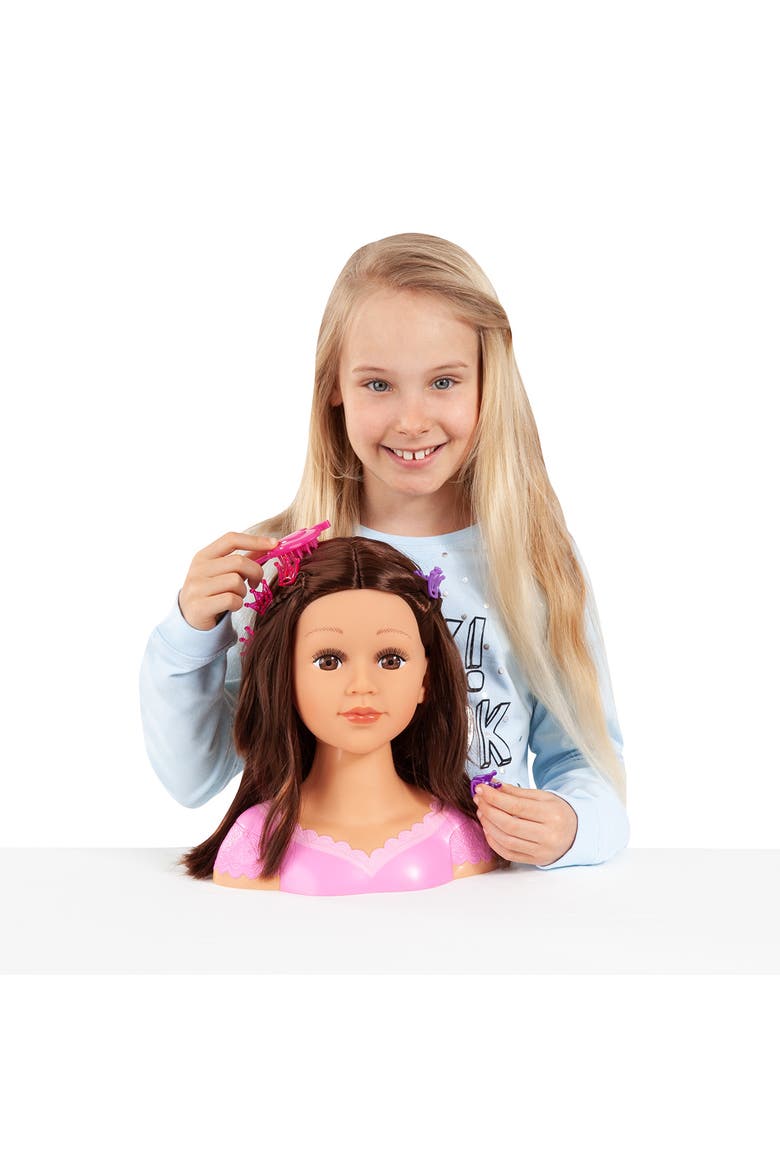 Charlene Super Model Make Up Head, Brunette with Make-Up and Stickers, Alternate, color, Multicolored
