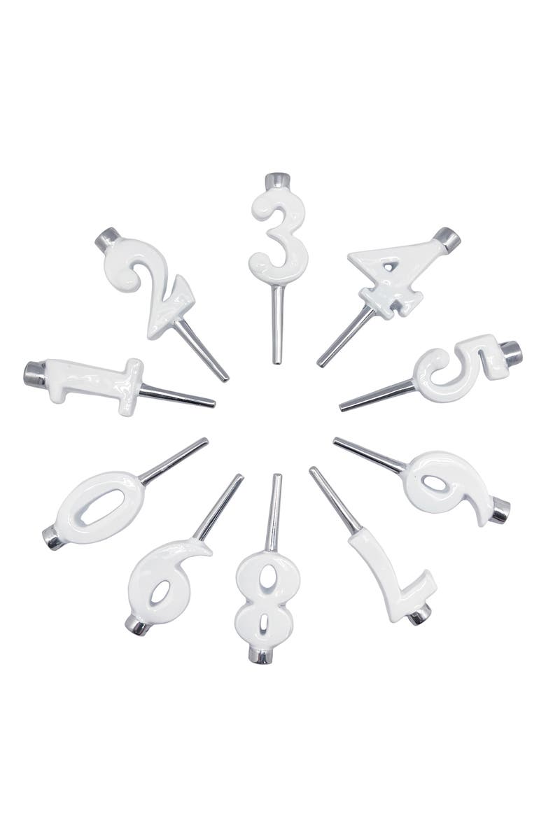 Mariposa Enamel Recycled Aluminum Number Candleholder Set, Main, color, Clear