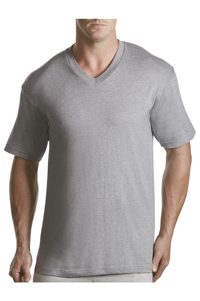 3-pk. V-Neck T-Shirts, Main, color, GREY