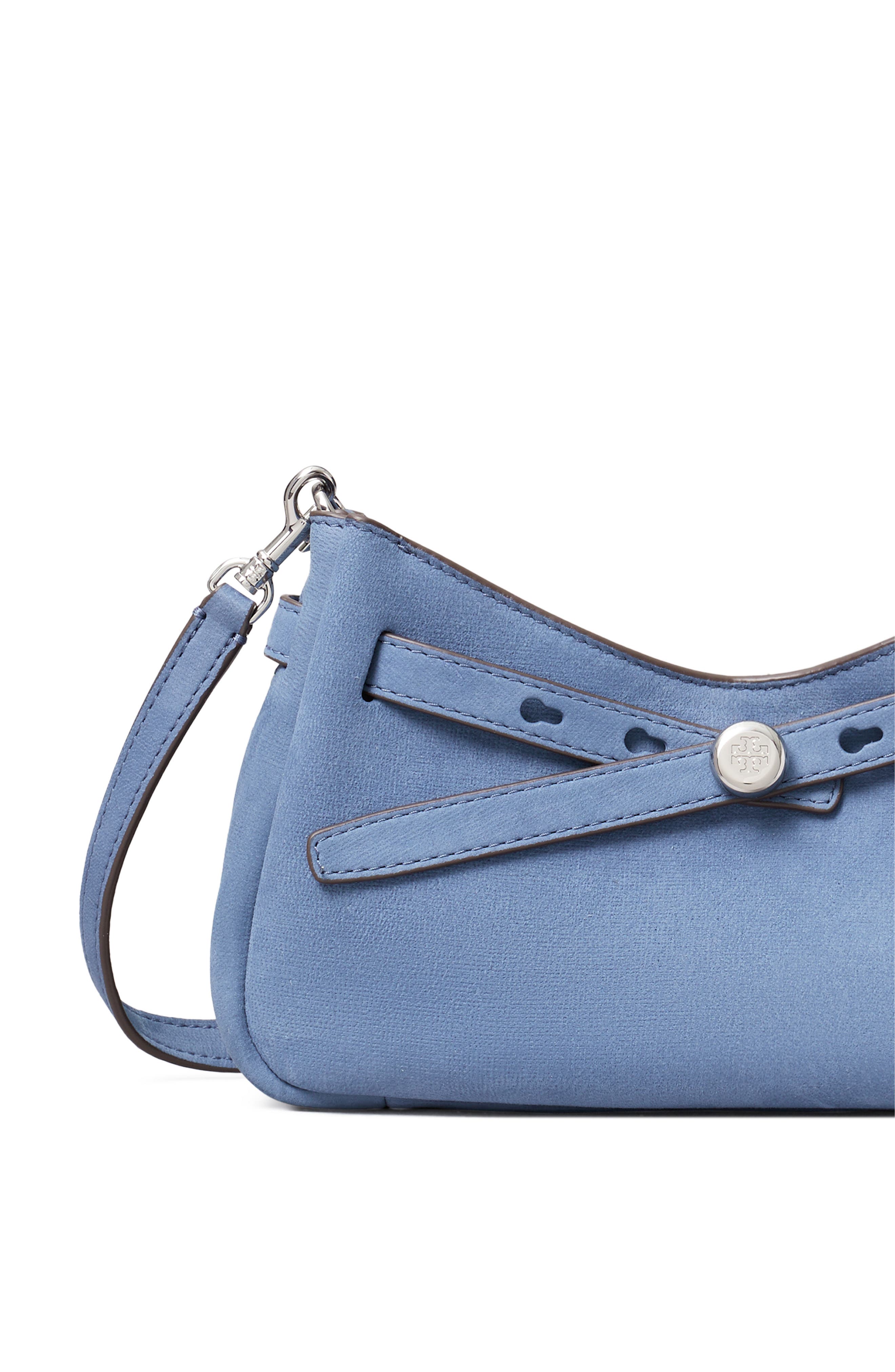 Tory Burch Romy Zip Top Leather Crossbody Bag, Alternate, color, Soft Blue