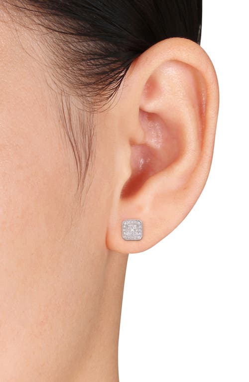 Delmar Pavé Diamond Square Stud Earrings In Silver