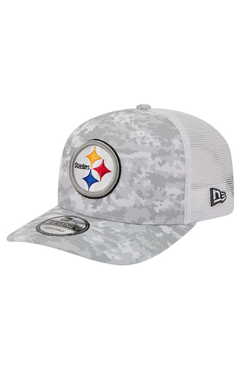 New Era Men
s New Era  Gray Pittsburgh Steelers Salute to Service Fan Pack 9SEVENTY Trucker Adjustable Hat, Alternate, color, Gray