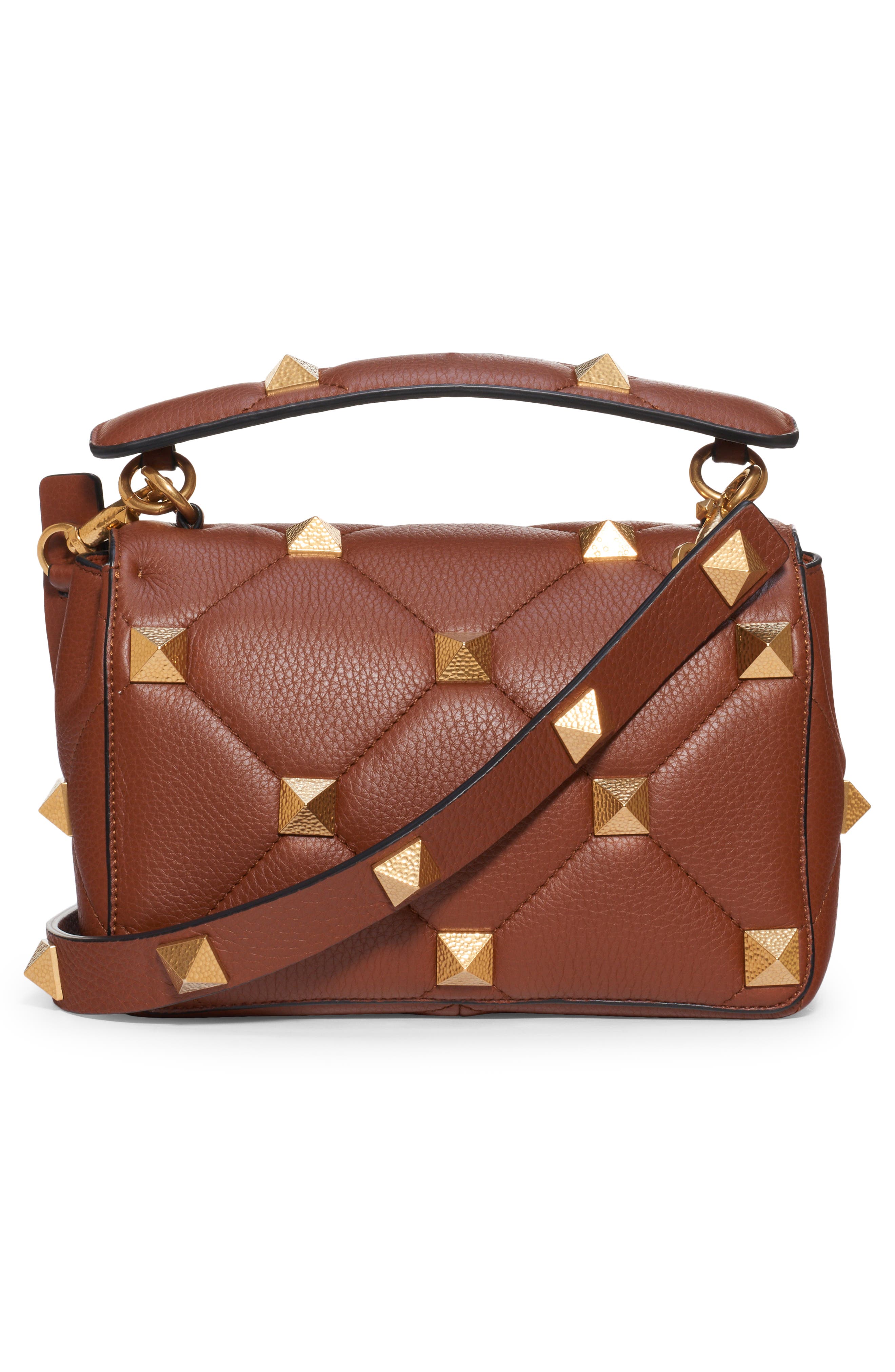 Valentino Garavani Medium Roman Stud Matelassé Leather Shoulder Bag, Alternate, color, 