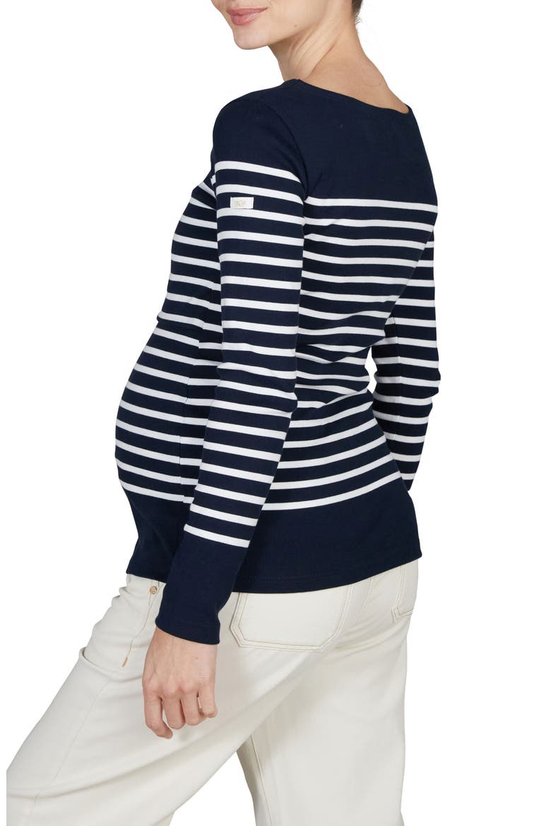 Benodet Maternity and nursing sailor shirt, Alternate, color, MARINE/ WHITE