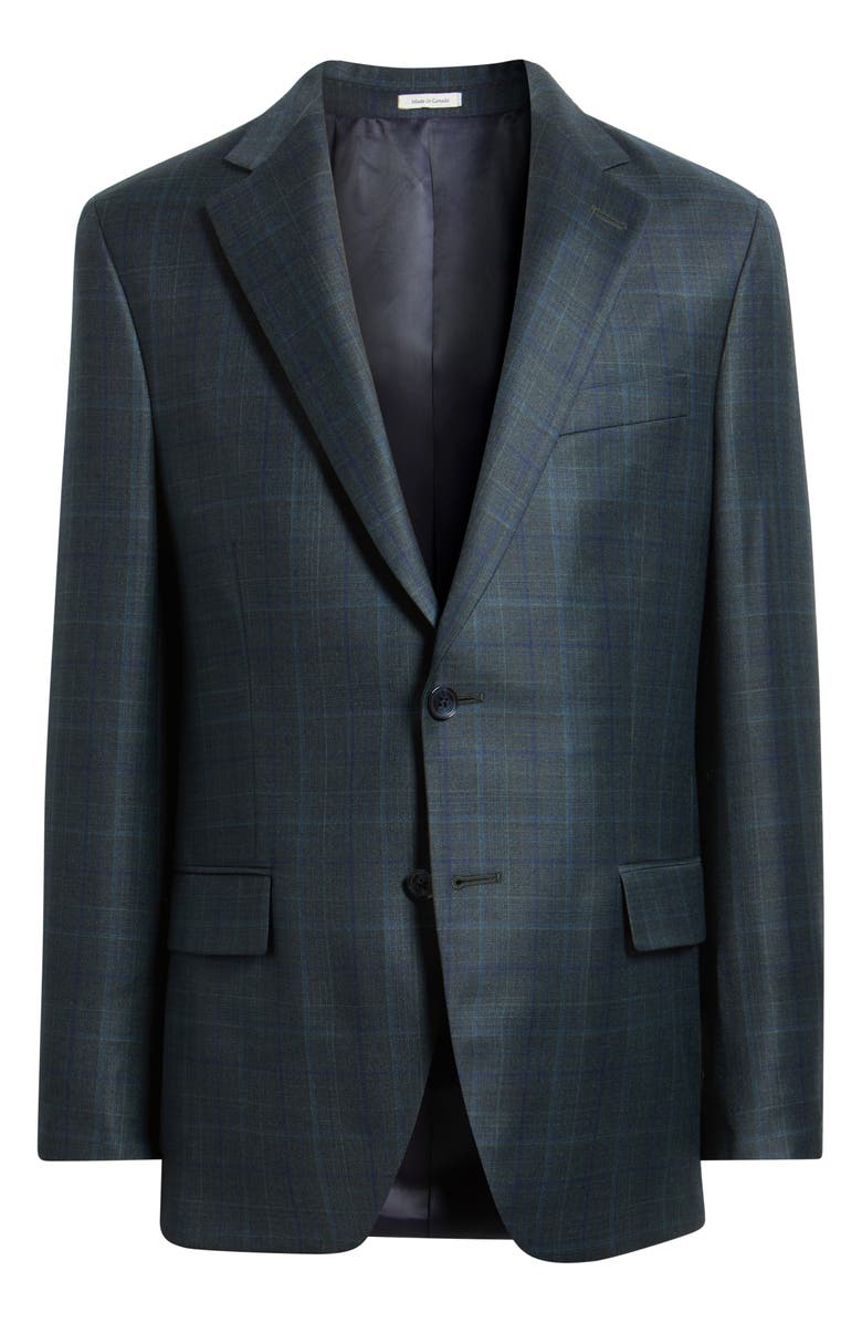 Peter Millar Hartford Classic Fit Green Plaid Wool Sport Coat, Alternate, color, Green