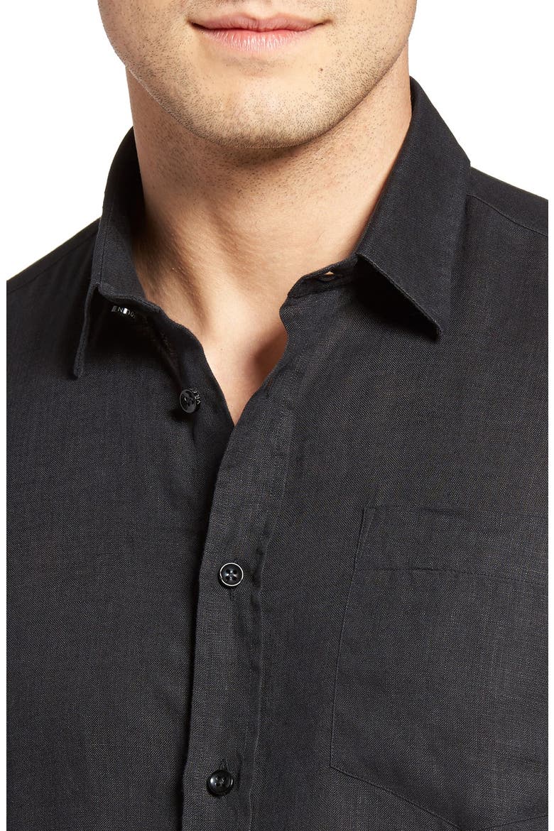 Men's Linen Solid Shirt, Alternate, color, BLACK
