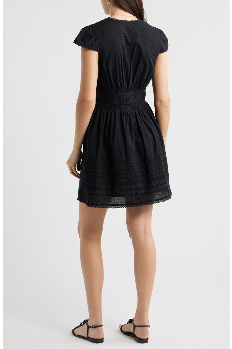 Lace Detail Clip Dot Minidress, Alternate, color, BLACK