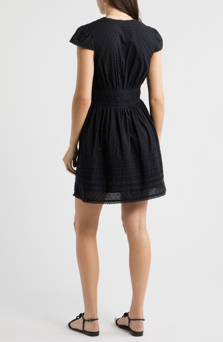 Chelsea28 Lace Detail Clip Dot Minidress, Alternate, color, Black