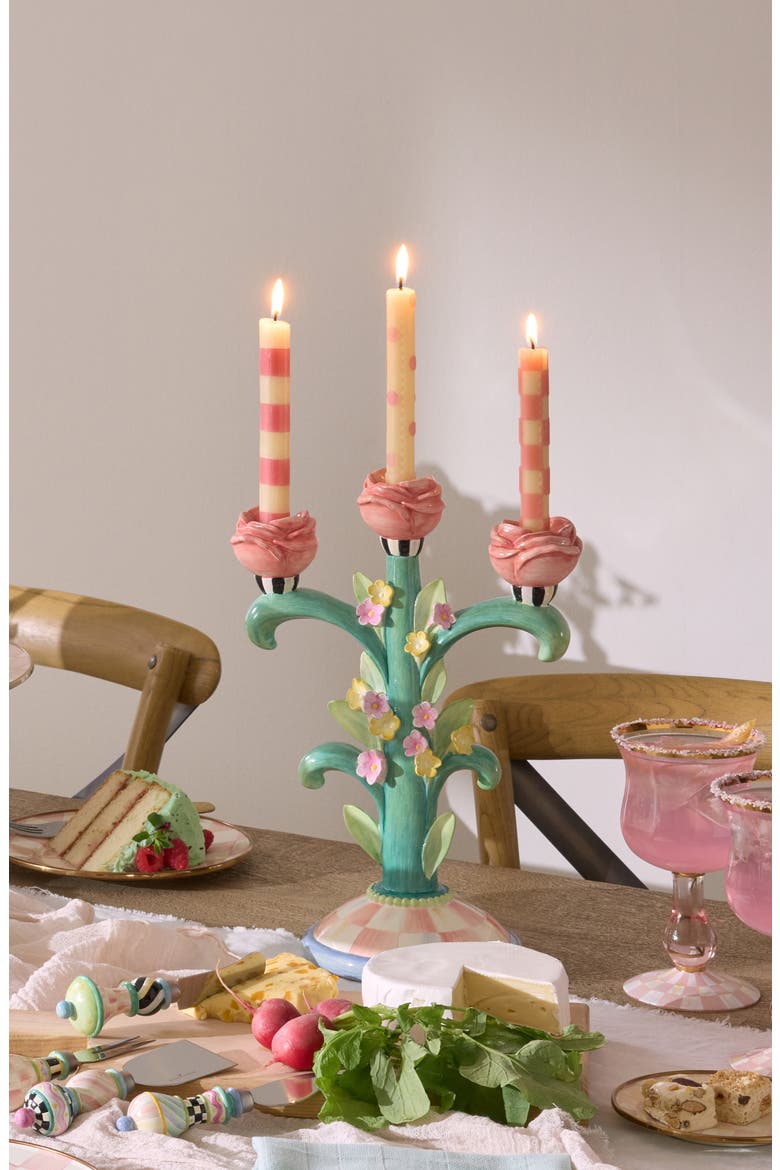Set of 6 Pink Dinner Candles, Alternate, color, PINK