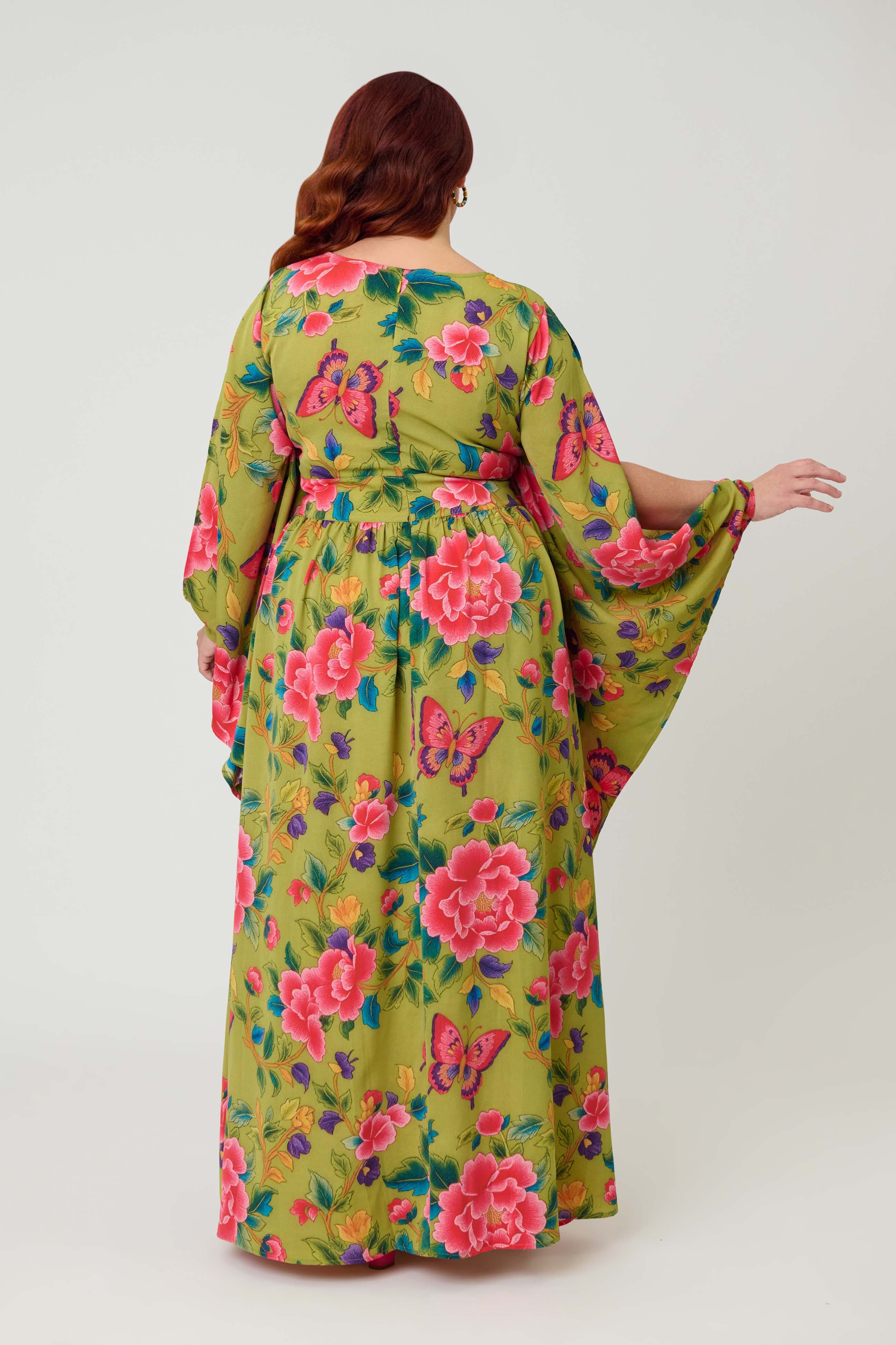 Plus Size 1960s Flutter Sleeve Caftan - image 2